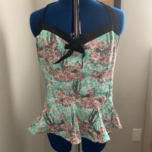 Lucky 13 Peplum Halter Top
